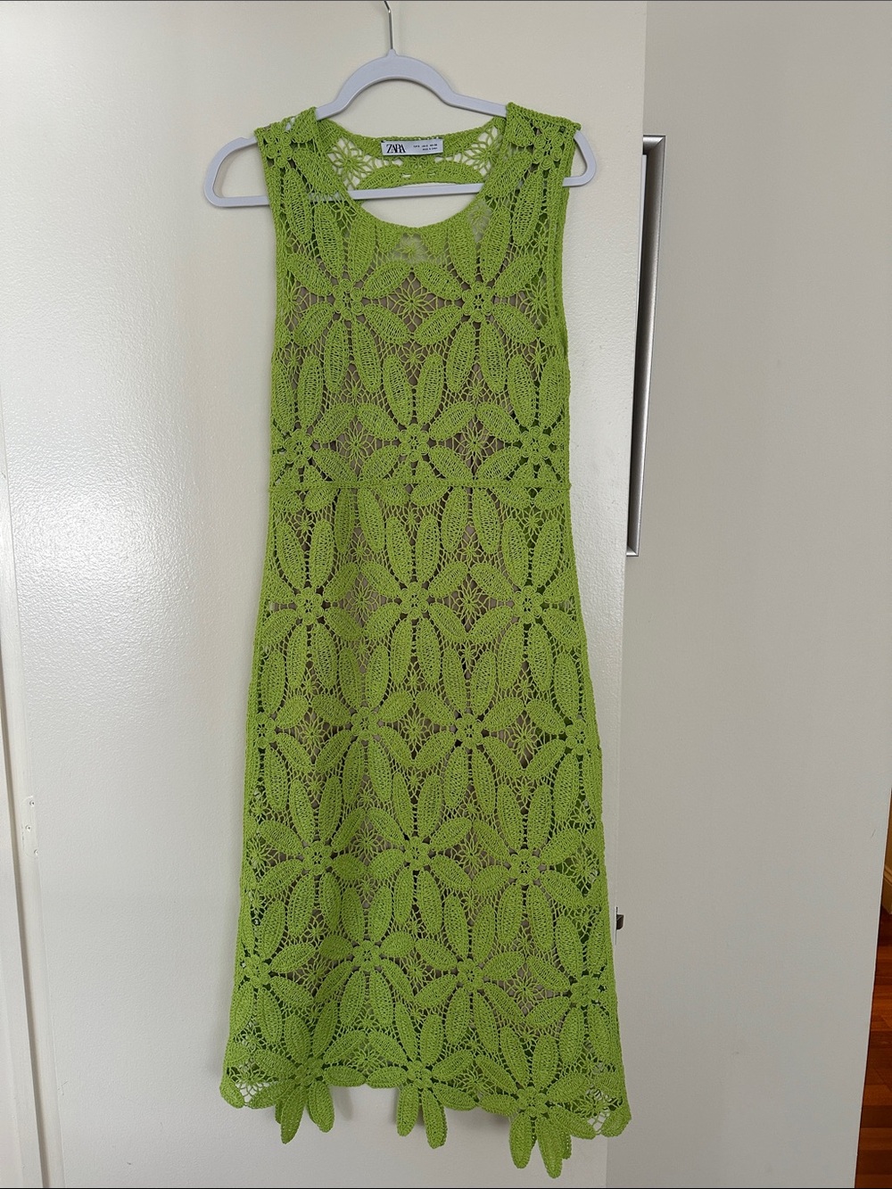 Zara Green Crochet Sleeveless Midi Dress